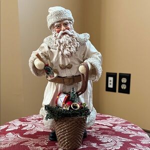 Classic Santa Claus Holiday Figurine - White and Red